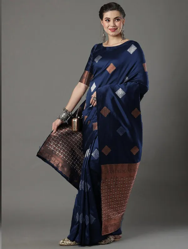 Embrocation_Nevy_Blue_Soft_Silk_Saree_With_Ratatouille_Blouse_Piece