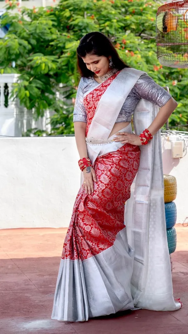 Ethnic_Red_Soft_Banarasi_Silk_Saree_With_Unique_Blouse_Piece