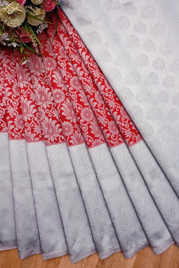 Ethnic_Red_Soft_Banarasi_Silk_Saree_With_Unique_Blouse_Piece