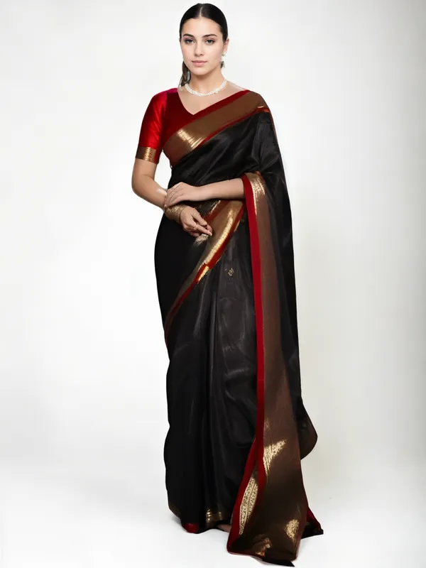 Black_Woven_Kanjivaram_Silk_Saree_with_Saree_Cover