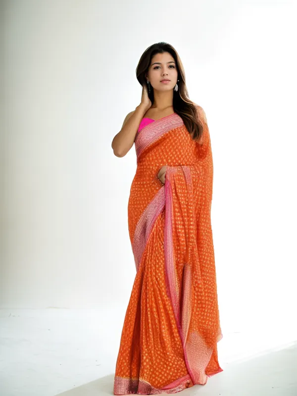 Orange_Woven_Kanjivaram_Silk_Saree_with_Saree_Cover