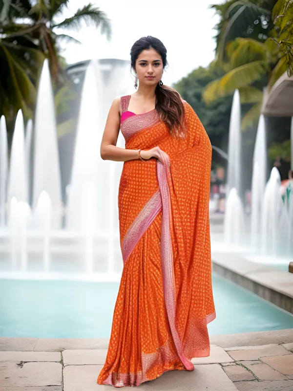 Orange_Woven_Kanjivaram_Silk_Saree_with_Saree_Cover