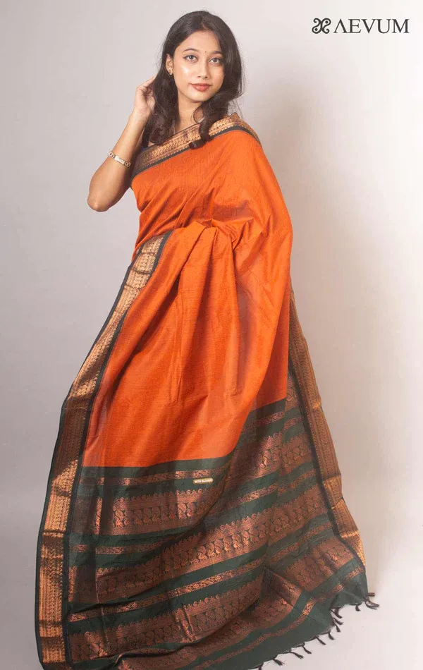 Sophisticated_Orange_Silk_Saree_With_Elegant_Blouse_Piece