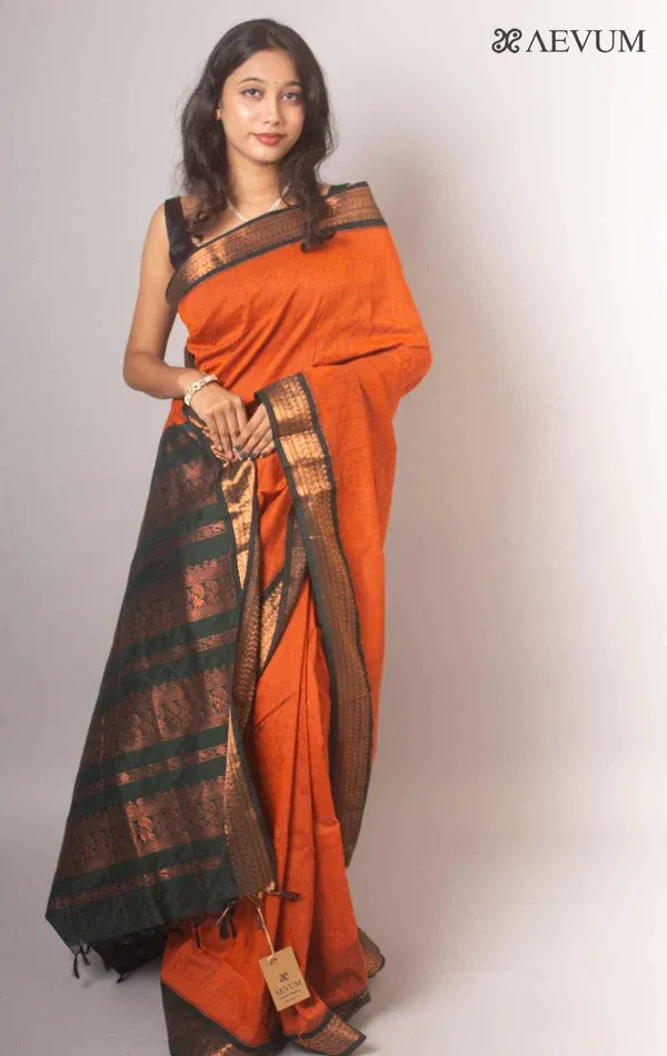 Sophisticated_Orange_Silk_Saree_With_Elegant_Blouse_Piece
