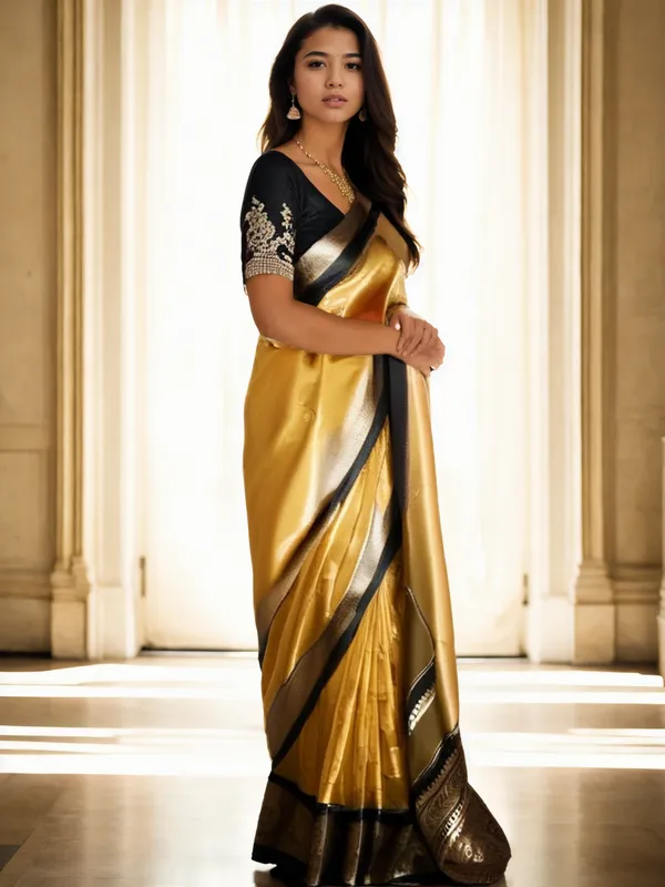 Yellow_Woven_Kanjivaram_Silk_Saree_with_Saree_Cover