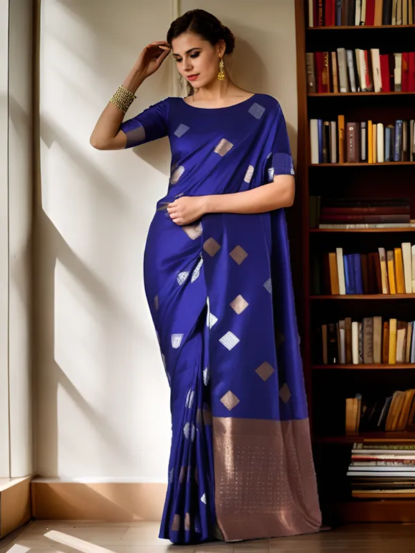 Embrocation_Royal_Blue_Soft_Silk_Saree_With_Ratatouille_Blouse_Piece