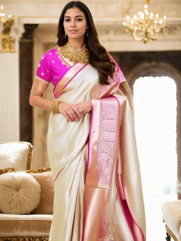 Cream_Woven_Kanjivaram_Silk_Saree_with_Saree_Cover