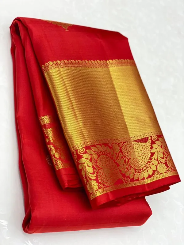 Red,_Gold_Self_Design_Kanjivaram_Silk_Saree_with_Saree_Cover