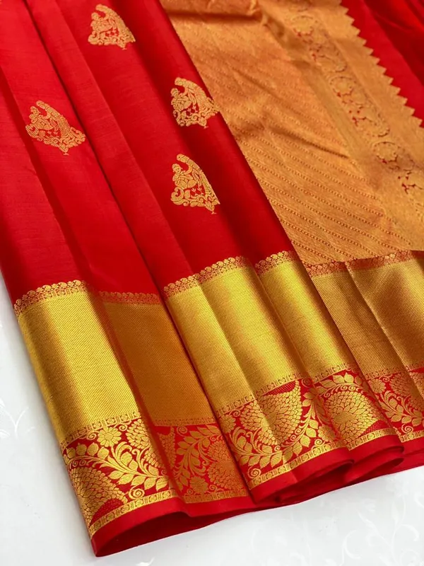 Red,_Gold_Self_Design_Kanjivaram_Silk_Saree_with_Saree_Cover