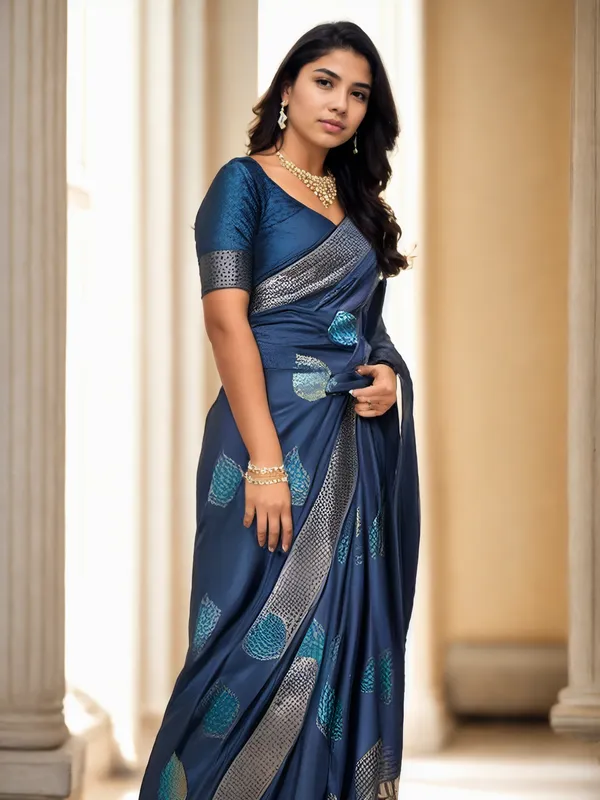 Blue_Self_Design_Kanjivaram_Silk_Saree_with_Saree_Cover