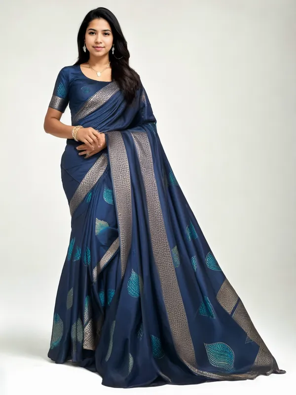 Blue_Self_Design_Kanjivaram_Silk_Saree_with_Saree_Cover