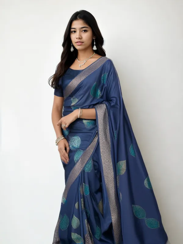 Blue_Self_Design_Kanjivaram_Silk_Saree_with_Saree_Cover
