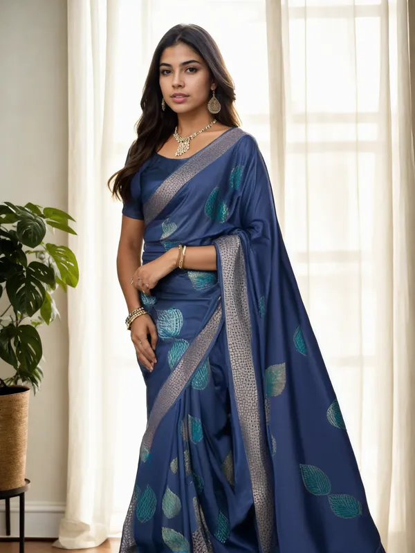 Blue_Self_Design_Kanjivaram_Silk_Saree_with_Saree_Cover
