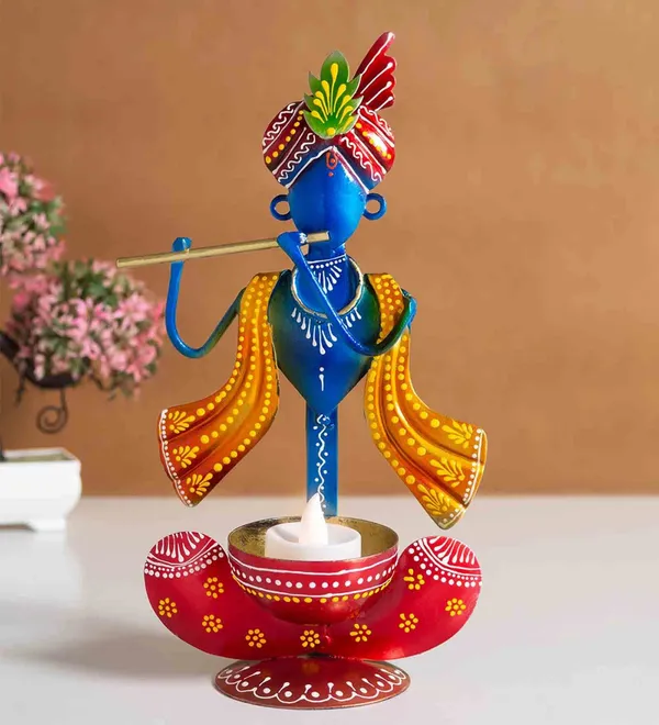 Metal_krishna_Showpiece_Tea_Light_Holder