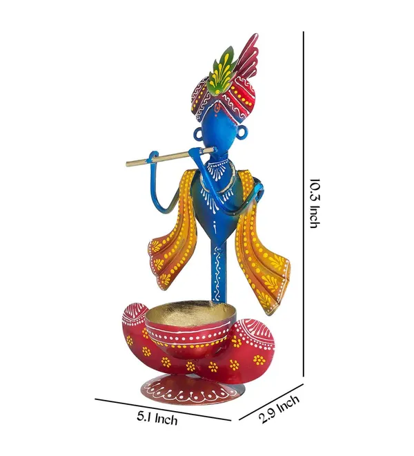 Metal_krishna_Showpiece_Tea_Light_Holder