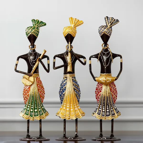Metal_Muscian_Playing_Sittar__Showpiece,Table_Decor,Home_Decor_Set_Of_Three