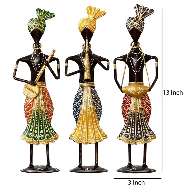 Metal_Muscian_Playing_Sittar__Showpiece,Table_Decor,Home_Decor_Set_Of_Three