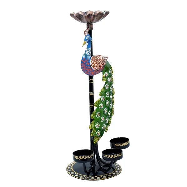 Metal_peacock_T_light_candle_holder