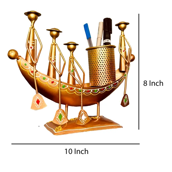 Metal_Home_Decor,Long_Kerala_Boat_Showpiece,_Pen_Stand,Standard,_Multicolour
