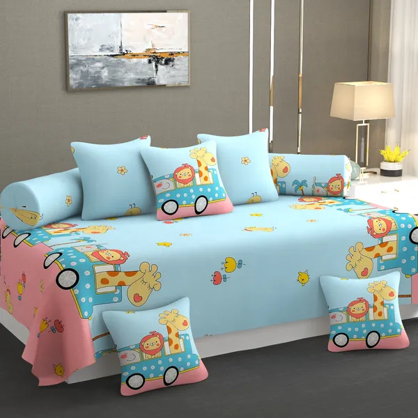 Diwan_Set_Covers_Cotton_8_Pieces_Pure_Cotton_Designer_Printed_Standard_Diwan_Set_(1_Single_Bedsheet,_2_Bolster_Covers,_5_Cushion_Covers)_BLUE