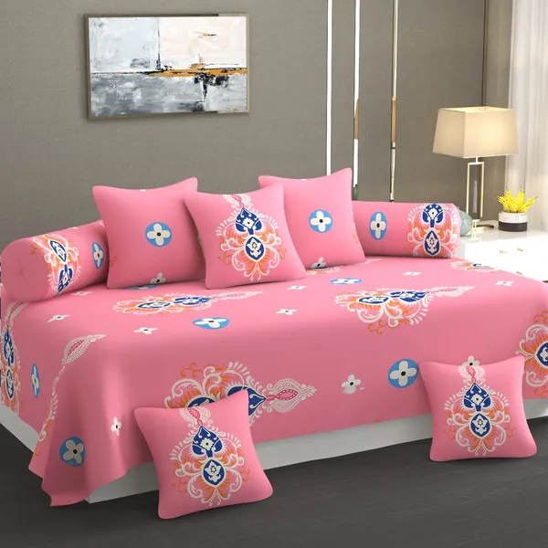 Diwan_Set_Covers_Cotton_8_Pieces_Pure_Cotton_Designer_Printed_Standard_Diwan_Set_(1_Single_Bedsheet,_2_Bolster_Covers,_5_Cushion_Covers)_PINK