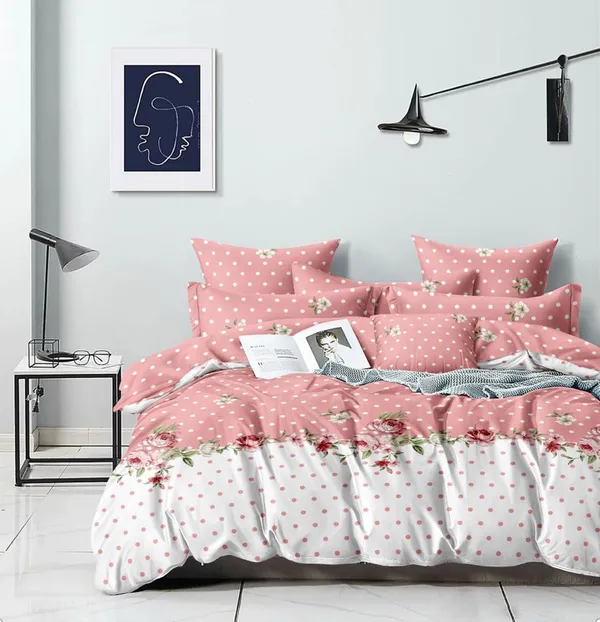 PINK_Pure_Cotton_Bedsheet_Two_Pillow_Covers_Included
