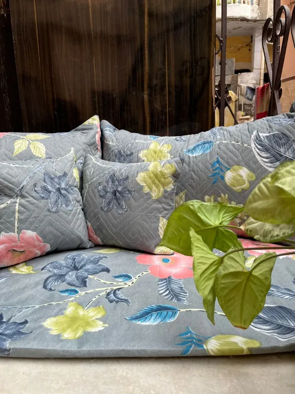 GREY_Pure_Cotton_Bedsheet_Two_Pillow_Covers_Included