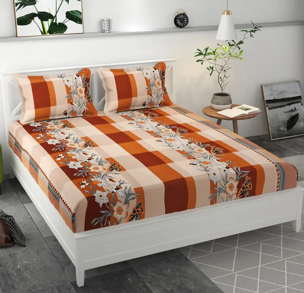 BROWN_Pure_Cotton_Bedsheet_Two_Pillow_Covers_Included_108X108