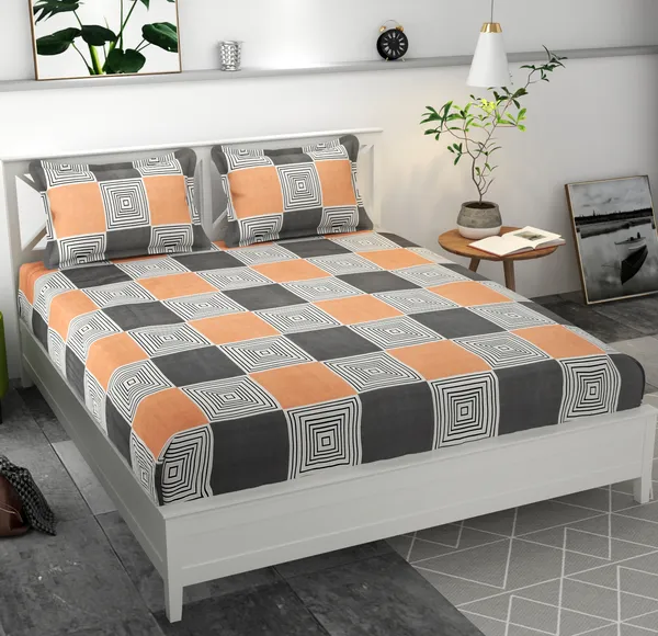 MULTICOLOUR_Pure_Cotton_Bedsheet_Two_Pillow_Covers_Included_108X108