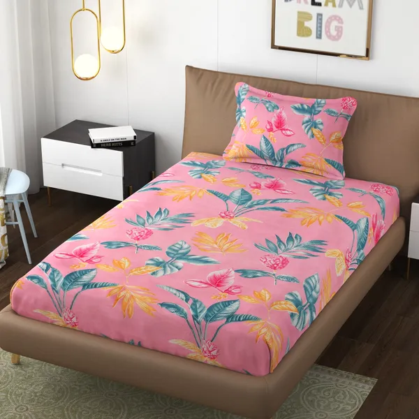 PINK_Pure_Cotton_Bedsheet_Two_Pillow_Covers_Included_60X90