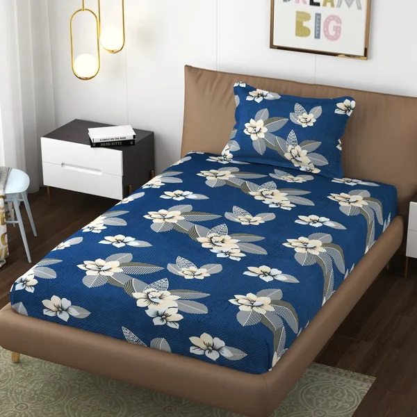 BLUE_Pure_Cotton_Bedsheet_Two_Pillow_Covers_Included_60X90