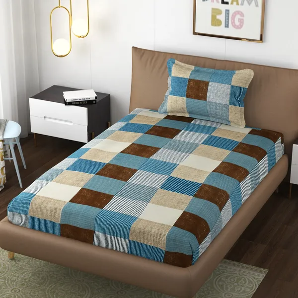 BLUE_Pure_Cotton_Bedsheet_Two_Pillow_Covers_Included_60X90