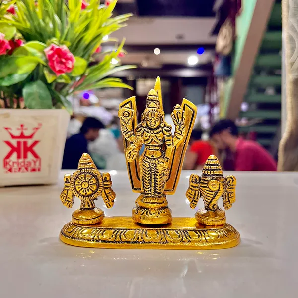 KridayKraft_Lord_Tirupati_Balaji_Venkateswara_Swami_with_Shank_chakar_Tilak_Namah_Gold_Plating_Antique_Decorative