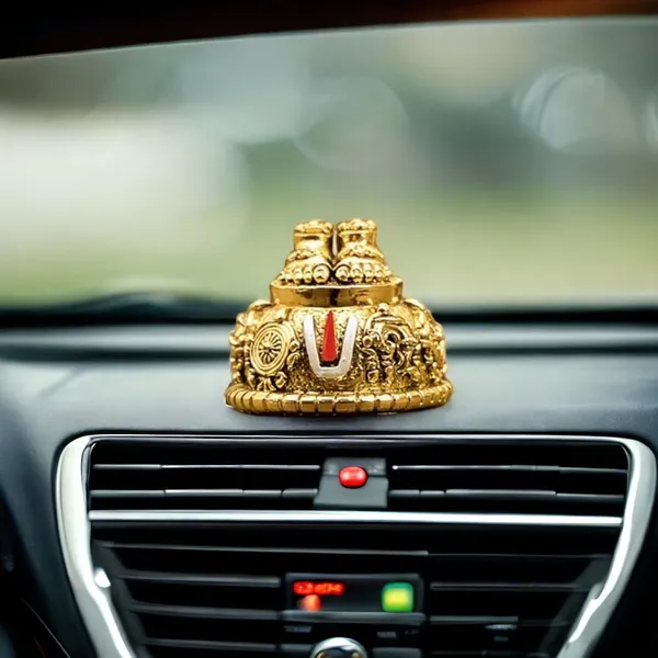 Lord_Venkateswara_Swami_Tirupati_Balaji_Vishnu_Charan_Paduka_with_shank_chakar_tilak_Namah_for_Pooja_Room/Car_Dashboard