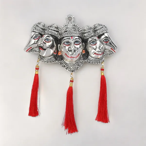 Metal_Panchmukhi_Hanuman_Ji_Murti_for_Door_Entrance_Statue_Wall_Hanging_Showpiece_with_Silk_Latakan_in_Gold_Finish_(Silver)