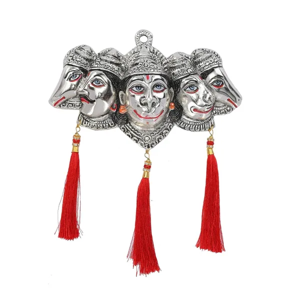 Metal_Panchmukhi_Hanuman_Ji_Murti_for_Door_Entrance_Statue_Wall_Hanging_Showpiece_with_Silk_Latakan_in_Gold_Finish_(Silver)