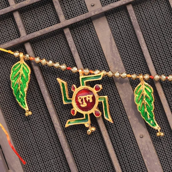 Swastik_Shubh_Labh_Metal_Toran_for_Diwali/Toran_for_Door/toran_for_Pooja_Room_Mandir/Main_Door_Room/Diwali_Decoration_Items_for_Home_(Size_38_x_3.5_Inch)