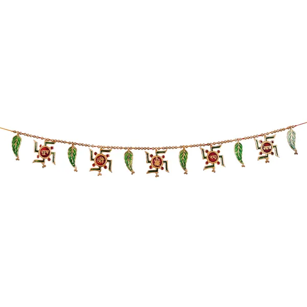 Swastik_Shubh_Labh_Metal_Toran_for_Diwali/Toran_for_Door/toran_for_Pooja_Room_Mandir/Main_Door_Room/Diwali_Decoration_Items_for_Home_(Size_38_x_3.5_Inch)