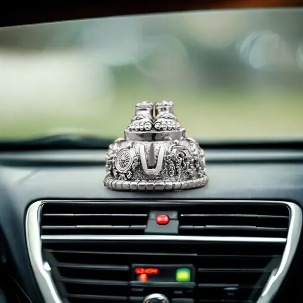 Venkateswara_Swami_Tirupati_Balaji_Vishnu_Charan_Paduka_Silver_Plated_shank_chakar_tilak_Namah_for_home_/_Car_Dashboard