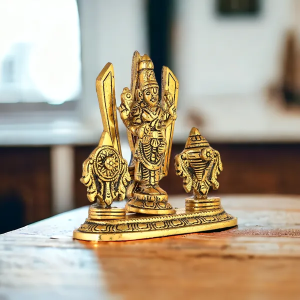 KridayKraft_Lord_Tirupati_Balaji_Venkateswara_Swami_with_Shank_chakar_Tilak_Namah_Gold_Plating_Antique_Decorative