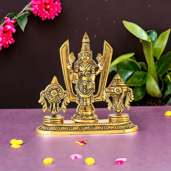 KridayKraft_Lord_Tirupati_Balaji_Venkateswara_Swami_with_Shank_chakar_Tilak_Namah_Gold_Plating_Antique_Decorative