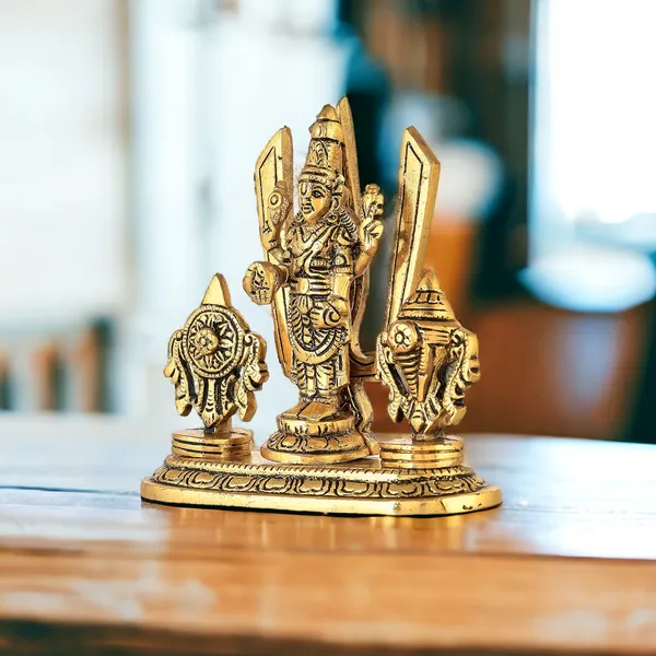 KridayKraft_Lord_Tirupati_Balaji_Venkateswara_Swami_with_Shank_chakar_Tilak_Namah_Gold_Plating_Antique_Decorative