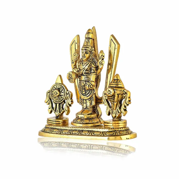 KridayKraft_Lord_Tirupati_Balaji_Venkateswara_Swami_with_Shank_chakar_Tilak_Namah_Gold_Plating_Antique_Decorative