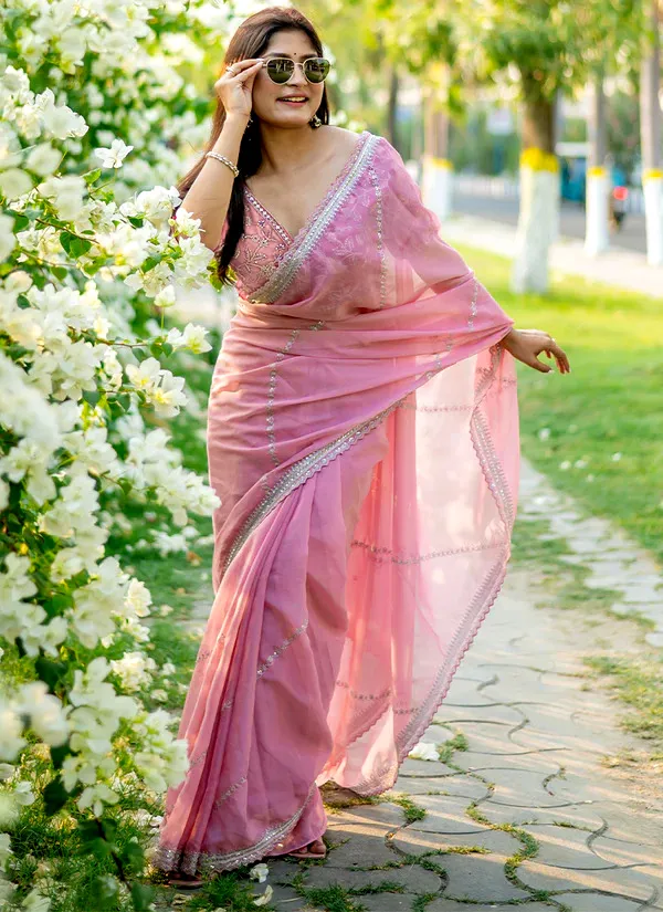 BANSIDHAR FABRICS Organza Silk Saree With Embroidery Work Blouse Price in India Buy BANSIDHAR FABRICS Organza Silk Saree With Embroidery Work Blouse online at undefined
