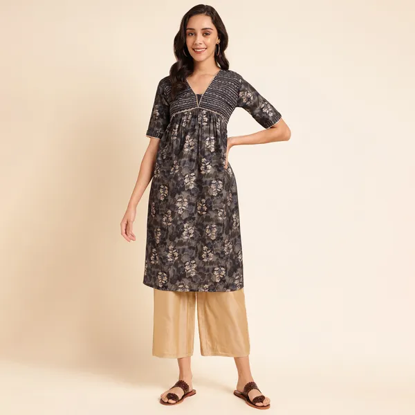 Rekha_Maniyar_Presenting_Girls_And_Women's_New_Design_Kurti_Chanderi_Silk_With_Fancy_Printed