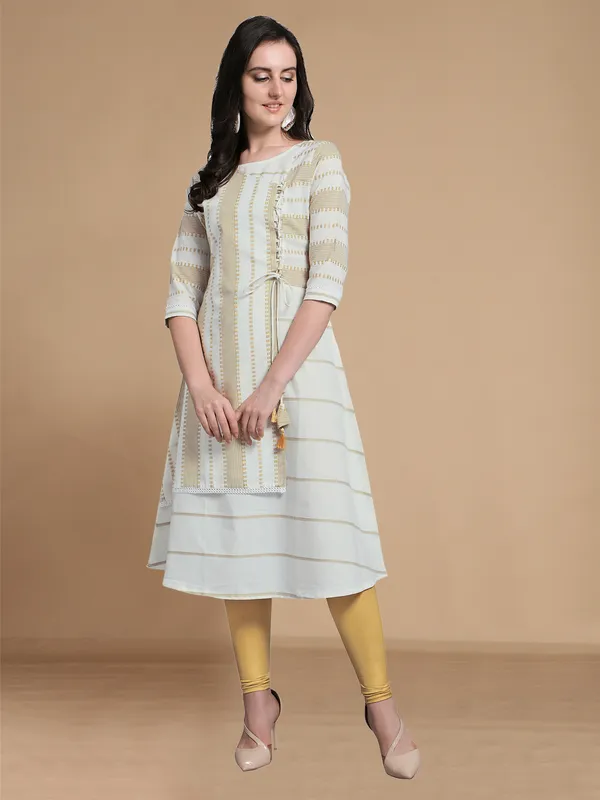 Rekha_Maniyar_Girls_And_Women's_Offwhite_Cotton_Weaved_ALine_Drawstring_Angrakha_Kurti