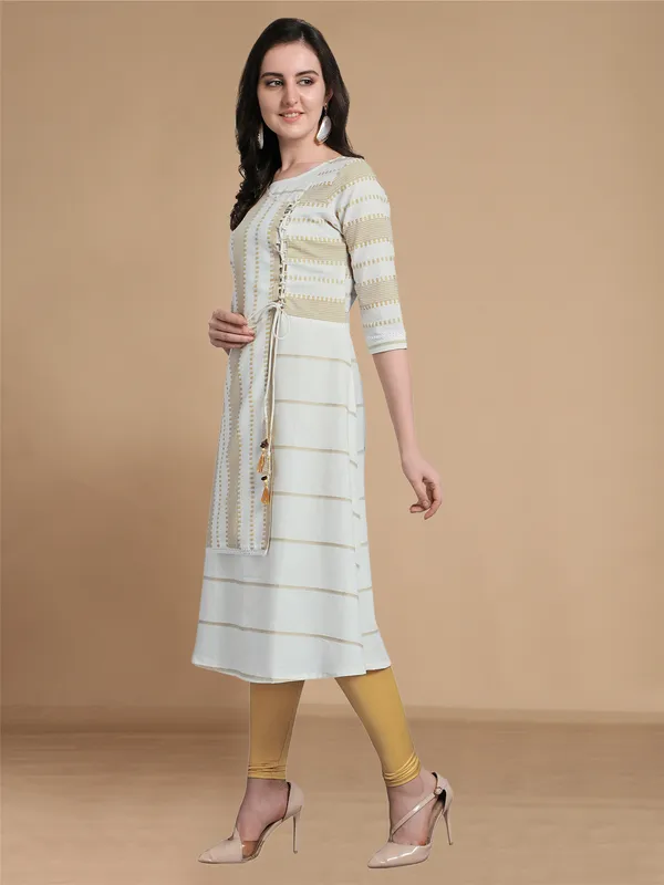 Rekha_Maniyar_Girls_And_Women's_Offwhite_Cotton_Weaved_ALine_Drawstring_Angrakha_Kurti