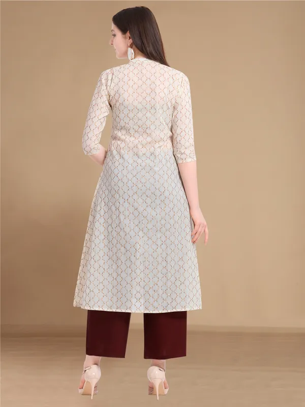 Rekha_Maniyar_Girls_And_Women's_Offwhite_Cotton_Weaved_ALine_Drawstring_Angrakha_Kurti