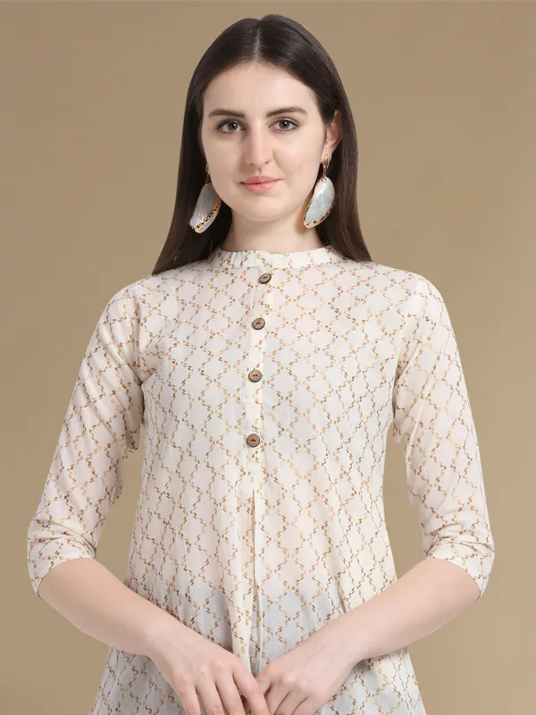Rekha_Maniyar_Girls_And_Women's_Offwhite_Cotton_Weaved_ALine_Drawstring_Angrakha_Kurti
