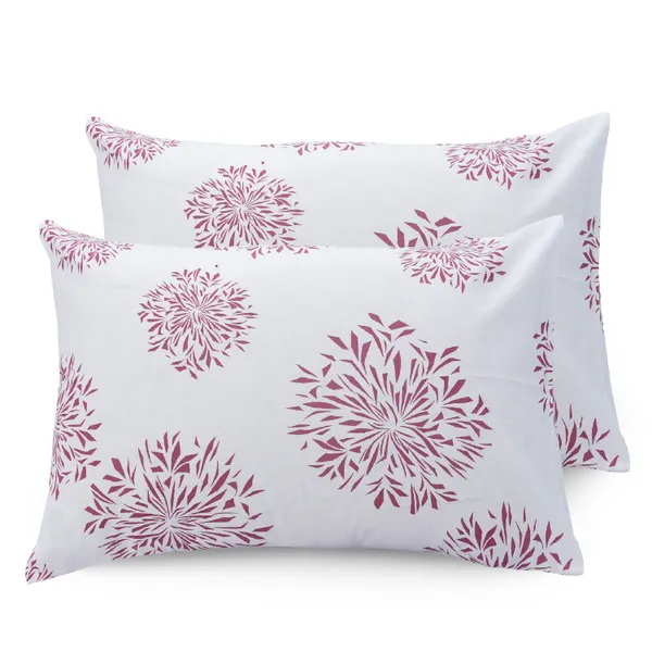 144_TC_Fitted_Cotton_Bedsheets_for_Double_Bed_with_2_Pillow_Covers_|_60x78_inches,_Mauve_&_White